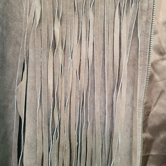 Rampage Festival Suede Leather Fringe Jacket Size Large Chocolate Brown - Picture 8 of 9